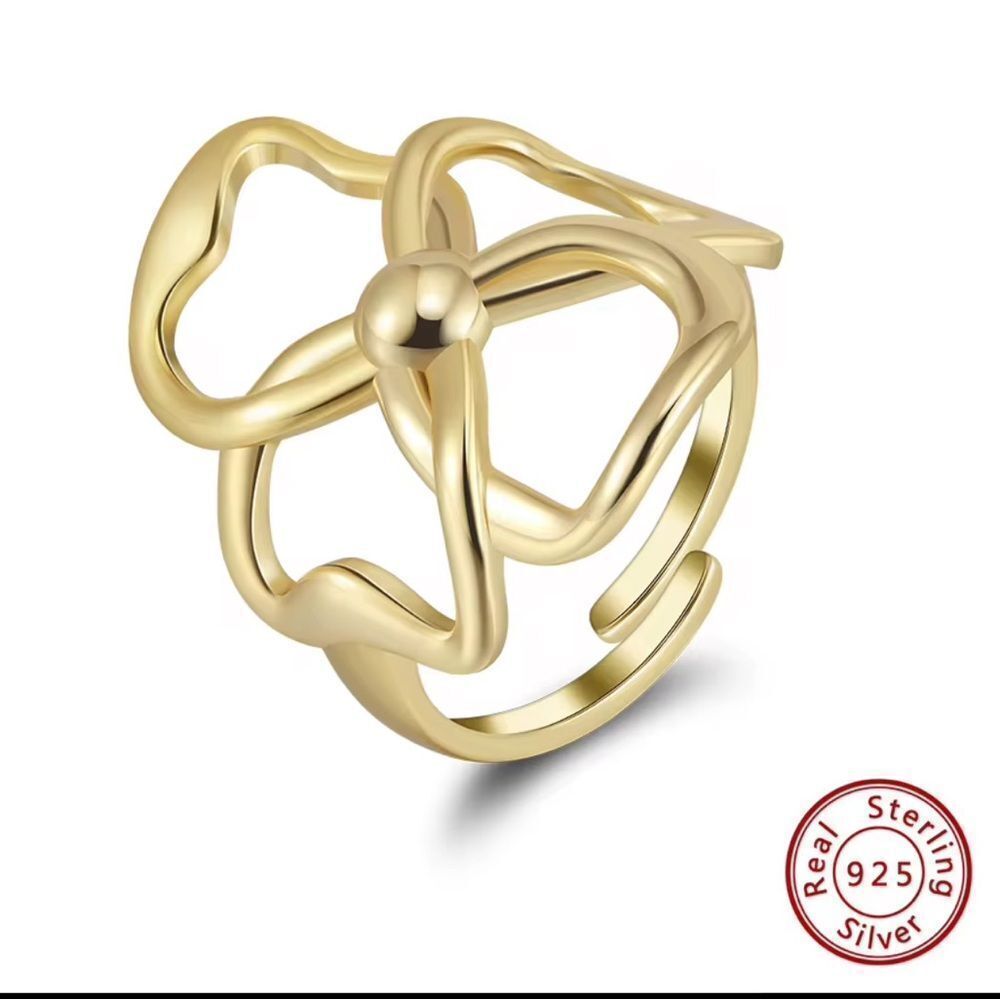 ENA 925 14k over Sterling Silver flower Adjustable Ring